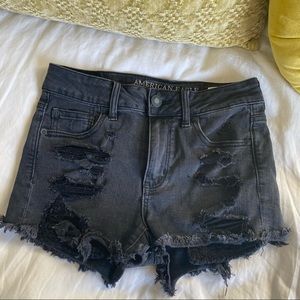 SOLD elsewhere - American Eagle Ripped High-Waisted Black Shorts
